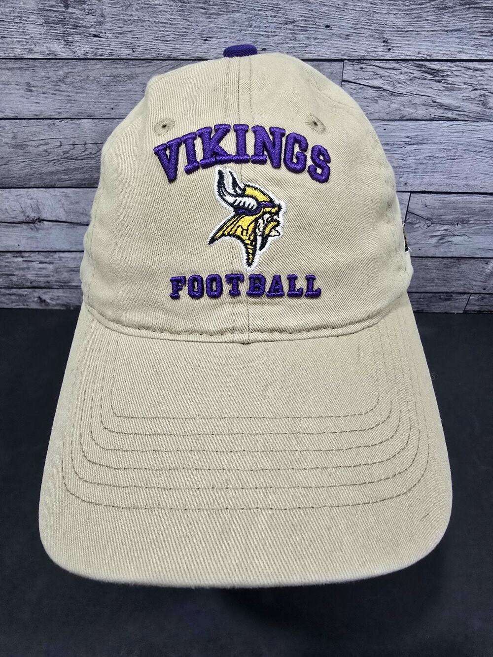 Vintage Reebok NFL Minnesota Vikings Tan Beige Hat Cap Strapback 2000s EUC